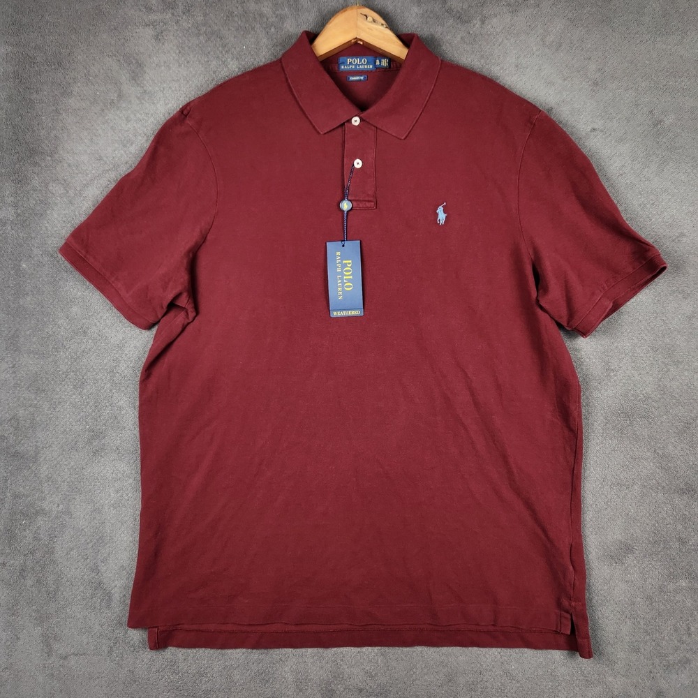 Polo Ralph Lauren Polo Shirt Men XL Burgundy Classic Fit Short Sleeve Cotton NEW